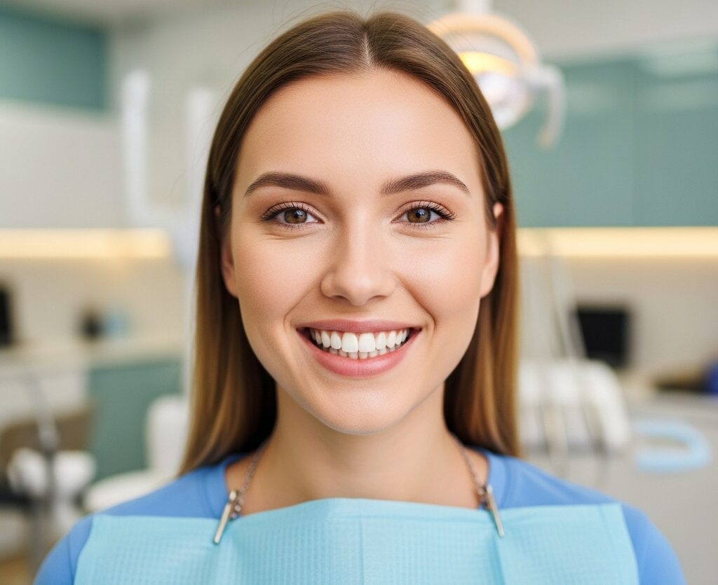 Patient smiling confidently after successful chipped tooth repair